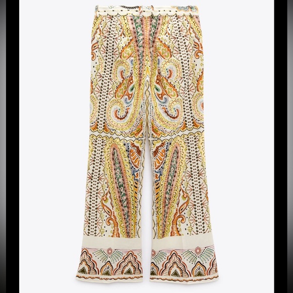 NWT ZARA Printed Flared Pants - Picture 5 of 8